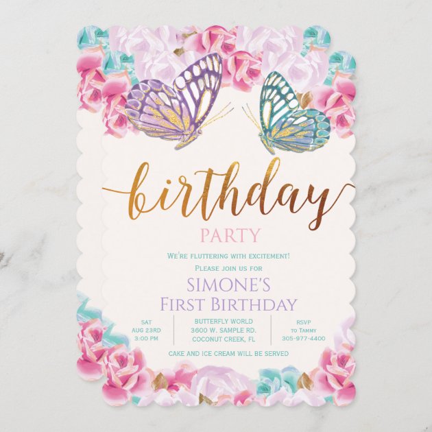 ANY AGE - Butterfly Birthday Invitation